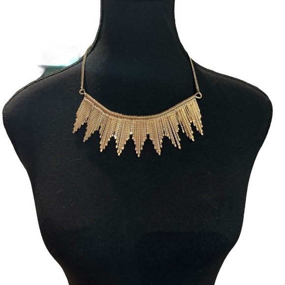Jewelry - Gold Fringe Statement Necklace – Boho Festival Glam Jewelry Art Deco Style
